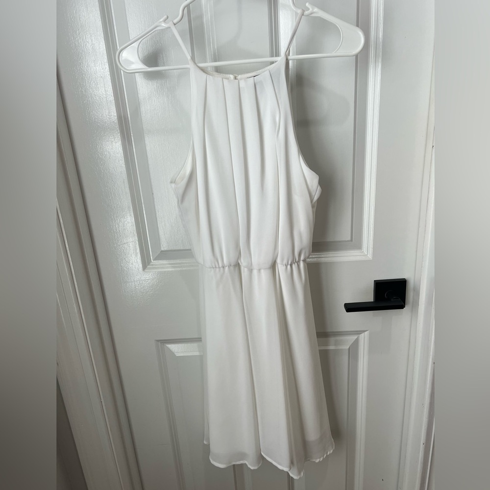 White lined chiffon dress